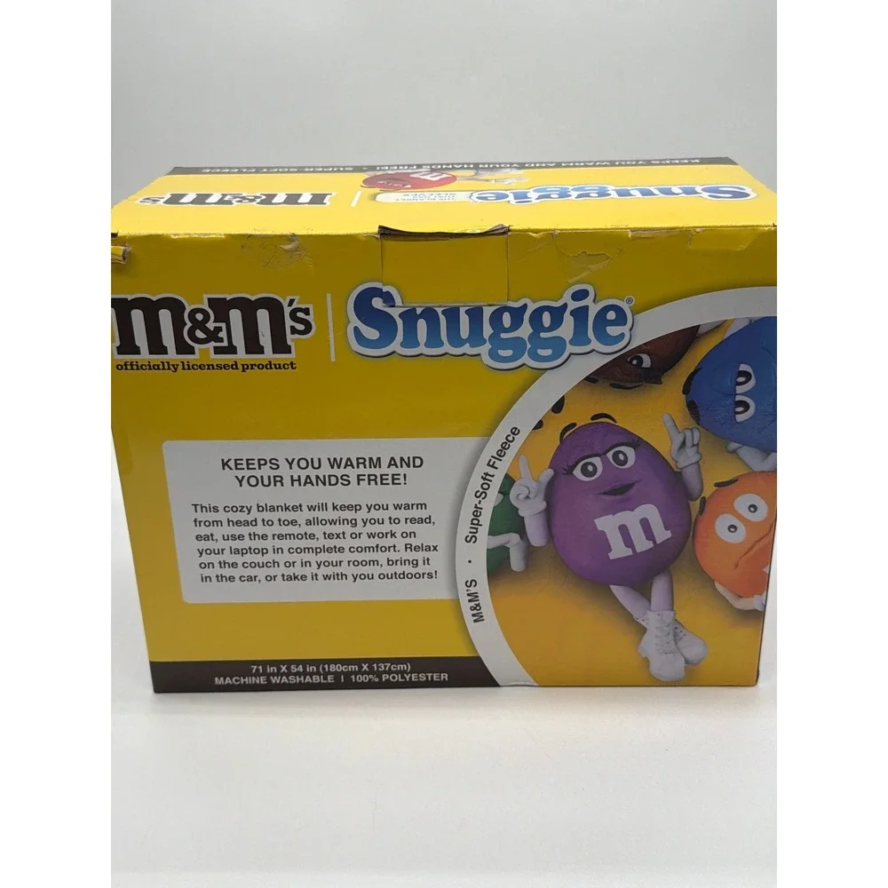 Snuggie M&Ms Yellow Wearable Fleece Blanket with Sleeves SNA57104 71x54 New